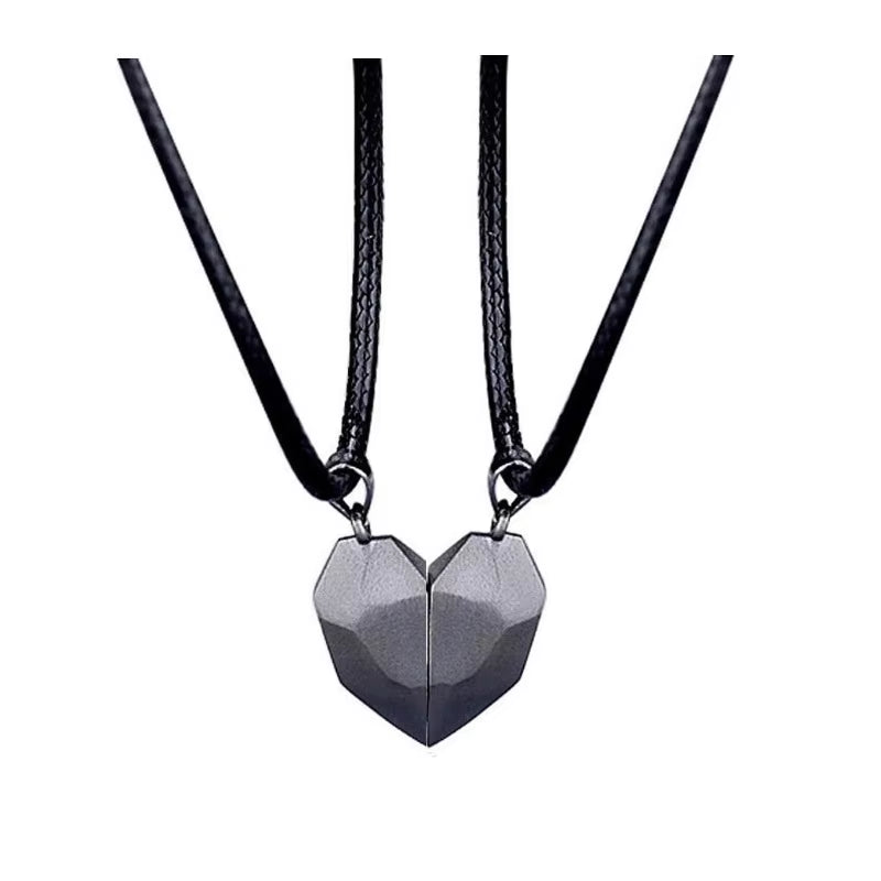 Good Simple Quality Couple Pendant Necklace Electrocardiogram,Magnetic Heart,Pendant Splicing Necklace Valentine'S Day Gift