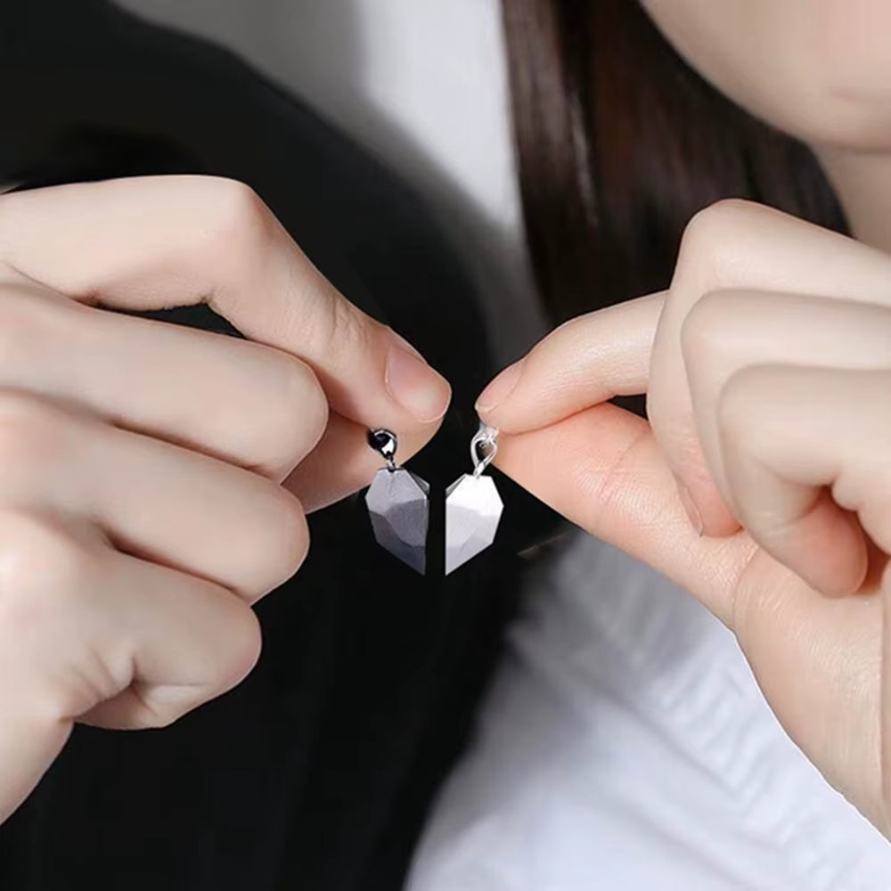 Good Simple Quality Couple Pendant Necklace Electrocardiogram,Magnetic Heart,Pendant Splicing Necklace Valentine'S Day Gift