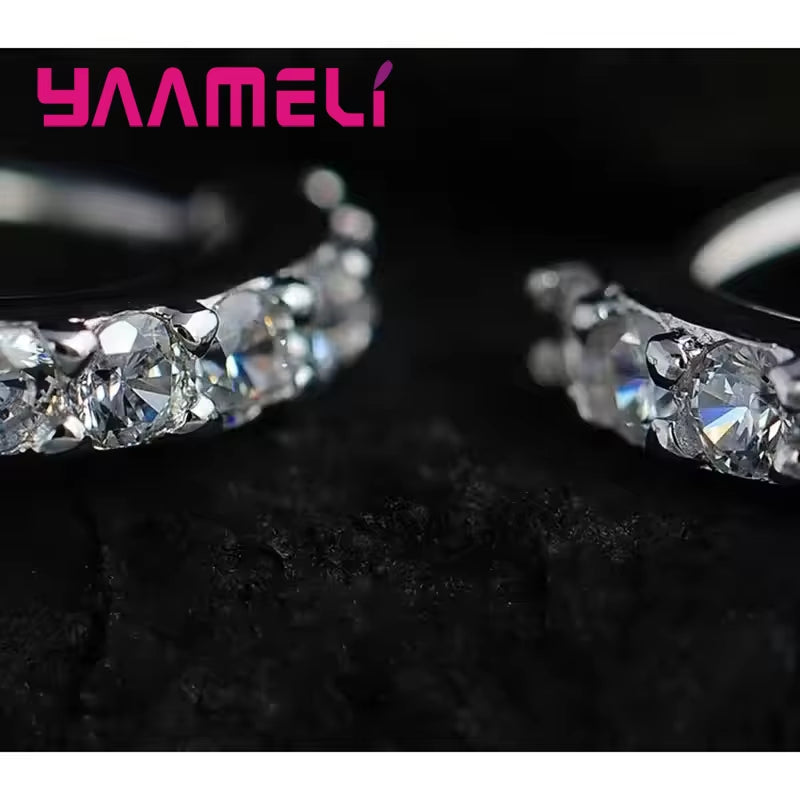 Fast Ship Newest Luxury Romantic Women Jewelry 925 Sterling Silver Plated Rhinestone Crystal Hoop Earrings for Women Wholesale