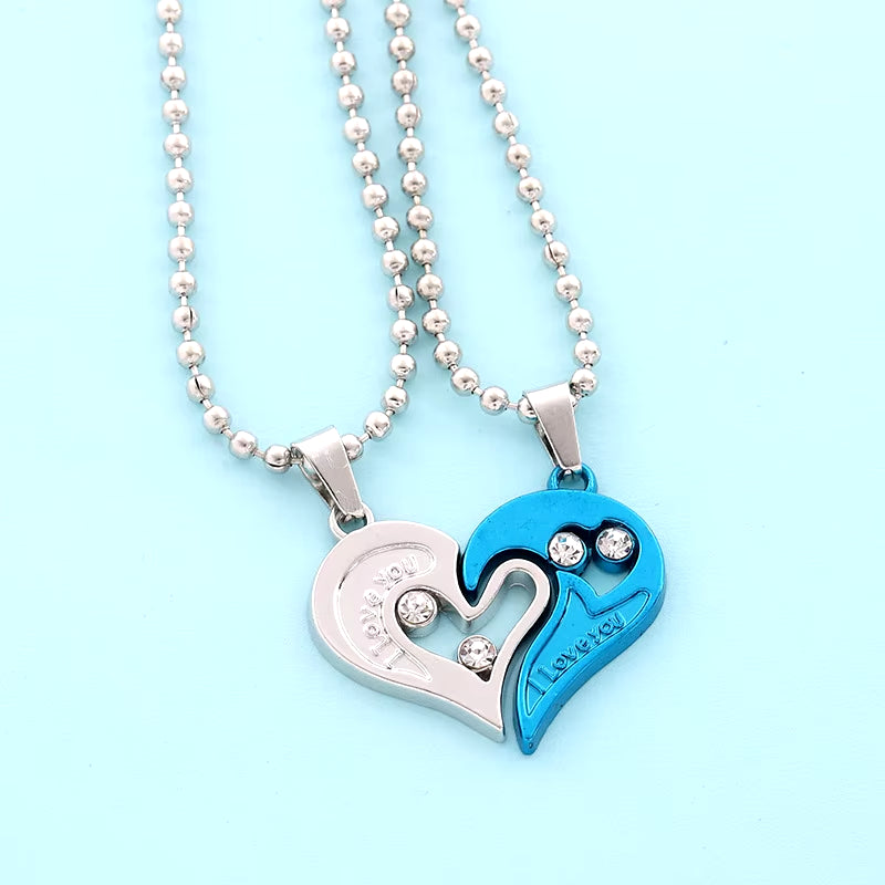 Good Simple Quality Couple Pendant Necklace Electrocardiogram,Magnetic Heart,Pendant Splicing Necklace Valentine'S Day Gift