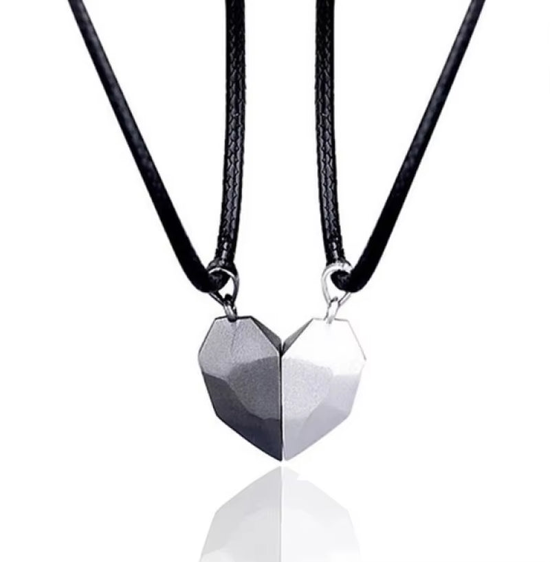 Good Simple Quality Couple Pendant Necklace Electrocardiogram,Magnetic Heart,Pendant Splicing Necklace Valentine'S Day Gift