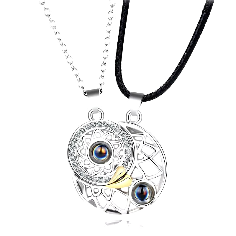 Good Simple Quality Couple Pendant Necklace Electrocardiogram,Magnetic Heart,Pendant Splicing Necklace Valentine'S Day Gift