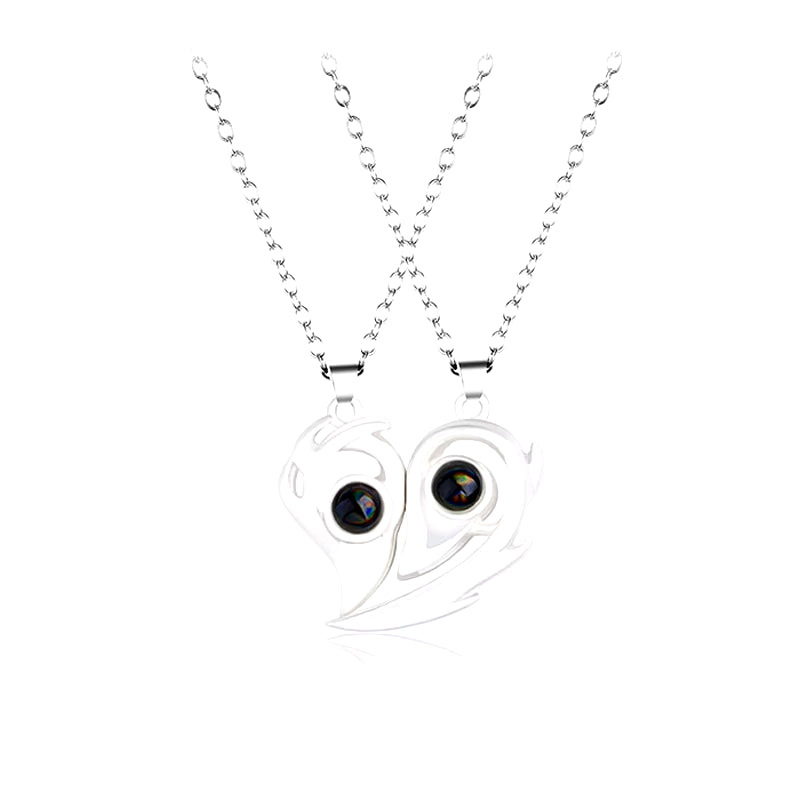 Good Simple Quality Couple Pendant Necklace Electrocardiogram,Magnetic Heart,Pendant Splicing Necklace Valentine'S Day Gift