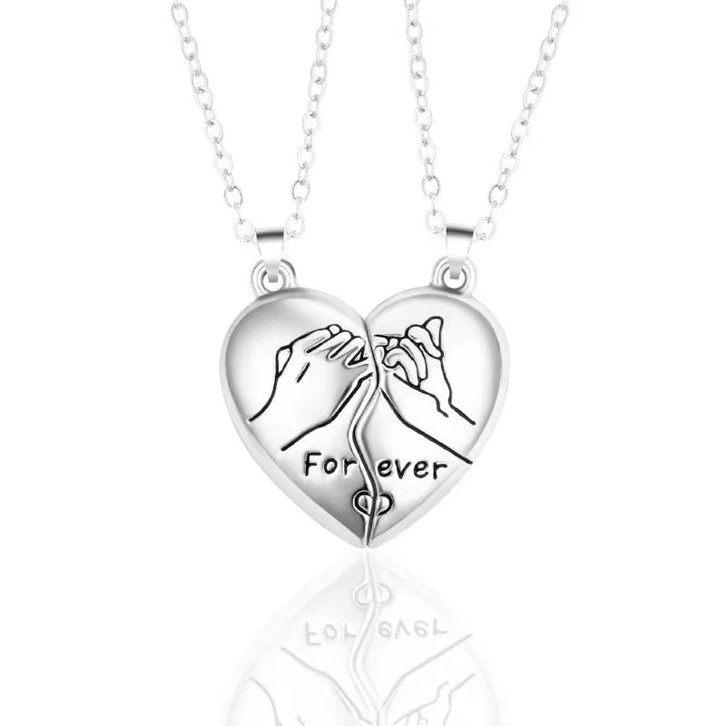 Good Simple Quality Couple Pendant Necklace Electrocardiogram,Magnetic Heart,Pendant Splicing Necklace Valentine'S Day Gift