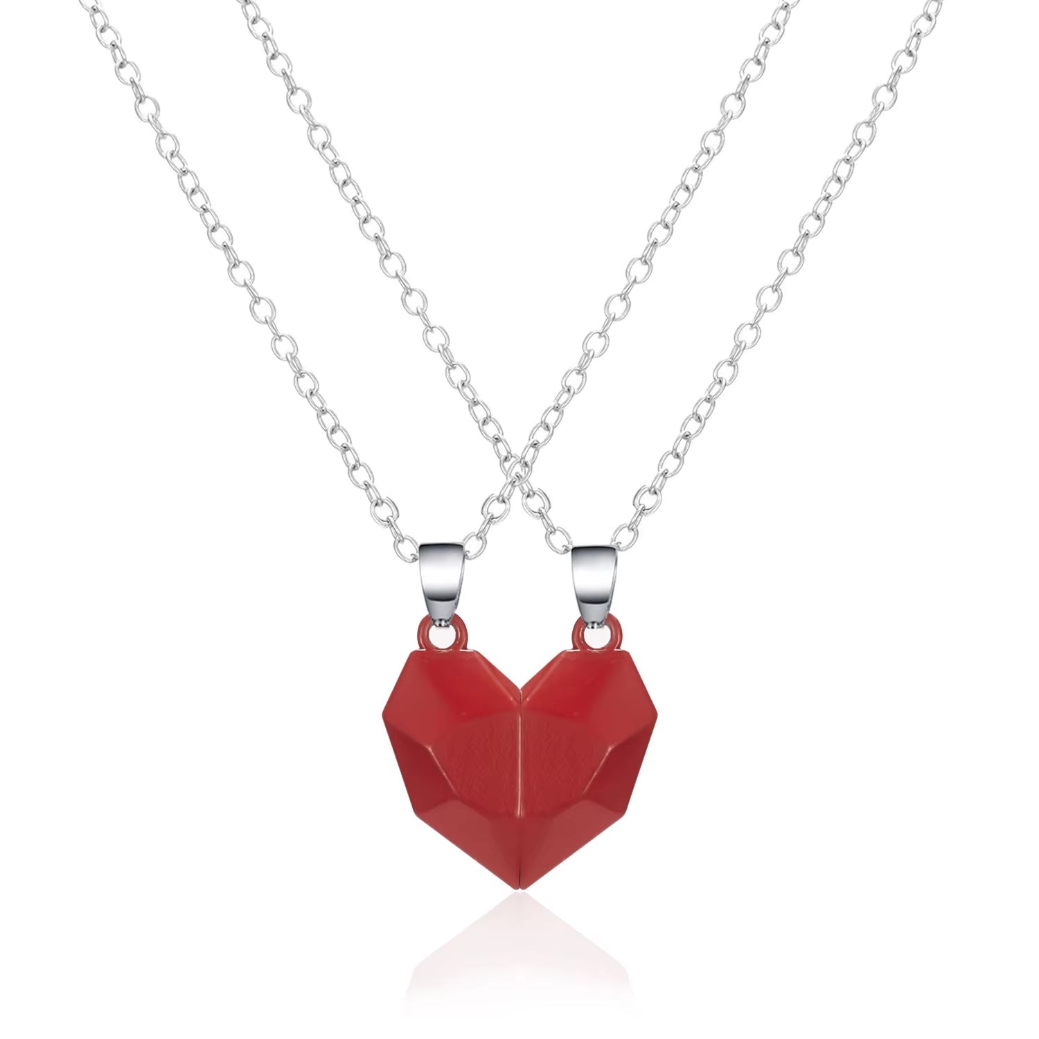 Good Simple Quality Couple Pendant Necklace Electrocardiogram,Magnetic Heart,Pendant Splicing Necklace Valentine'S Day Gift