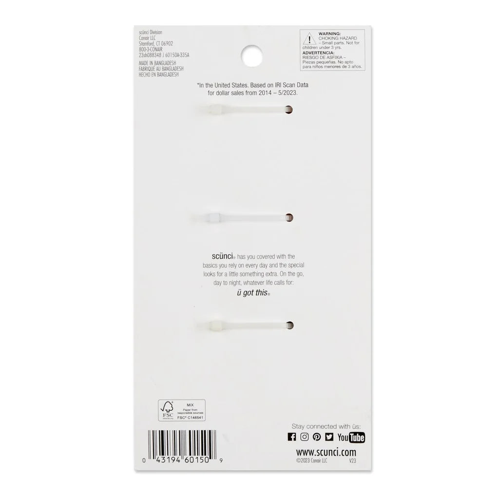 Open Cut Rectangular Claw Clip, Multicolor, 3 Count